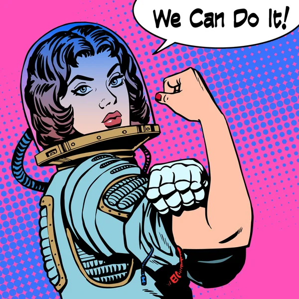 Vrouw astronaut kunnen we het de kracht van protest — Stockvector