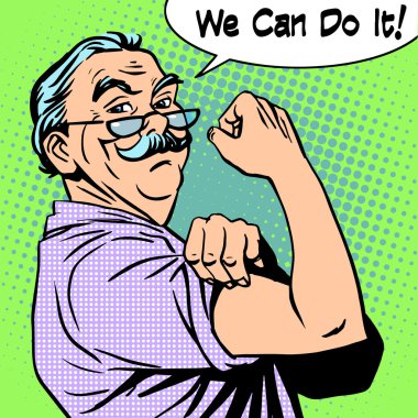 Grandpa old man gesture strength we can do it clipart