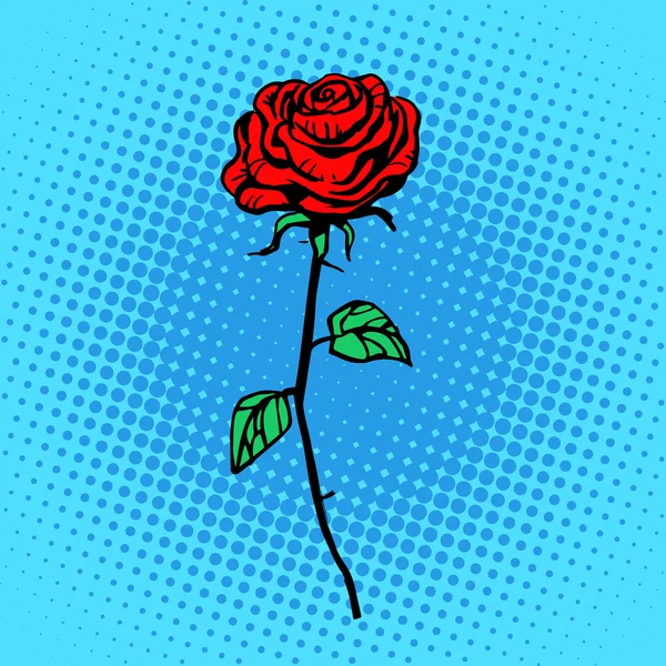 Flor rosa roja tallo con espinas — Vector de stock