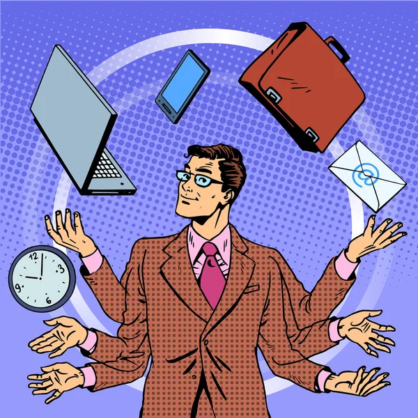 Zeitmanagement Geschäftsmann Gadgets Geschäftskonzept — Stockvektor