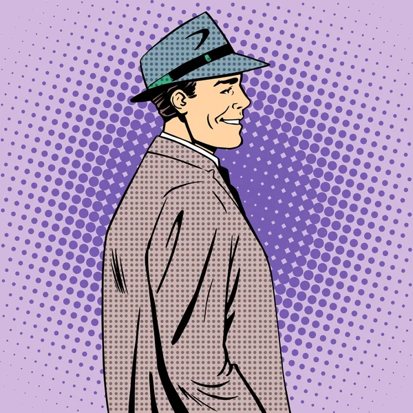 Man coat hat retro style — Stock Vector