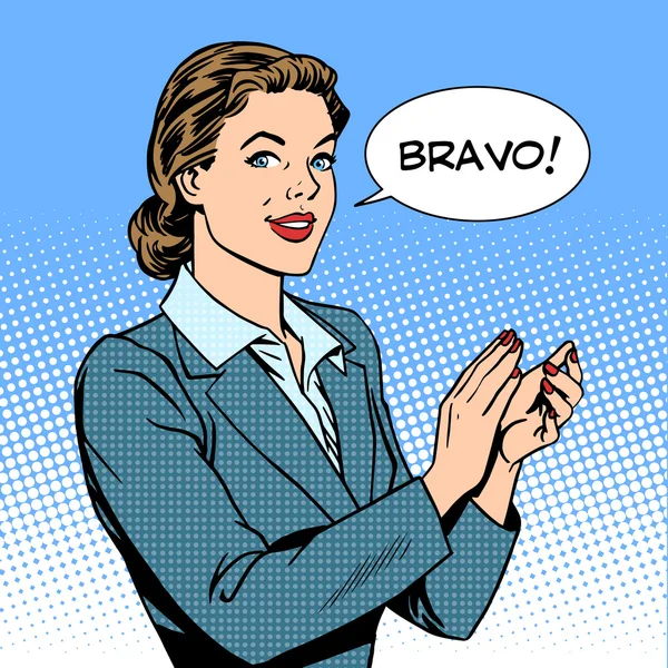 Femme applaudissements bravo concept de succès — Image vectorielle