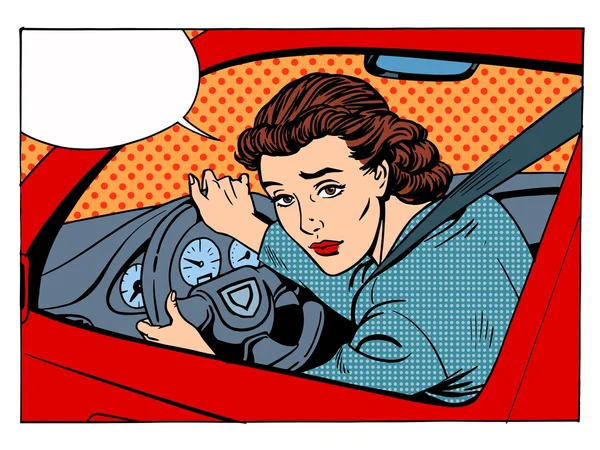 Женщина-водитель нарушает правила дорожного движения — стоковый вектор