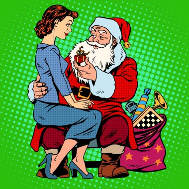 Noel hediyesi. Noel Baba ve güzel bir kız