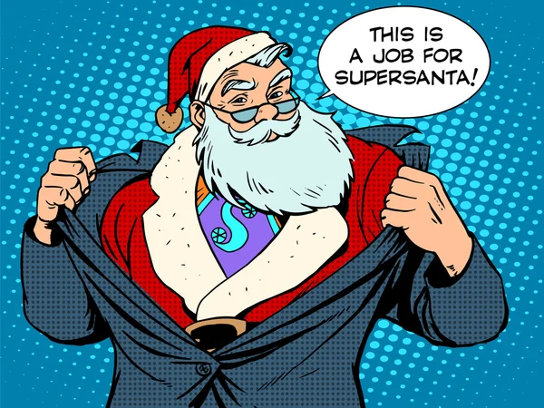 Weihnachtsmann als Superheld — Stockvektor