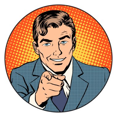 Man pointing finger in the circle clipart