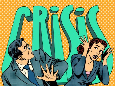 Businessman and businesswoman in panic of the financial crisis