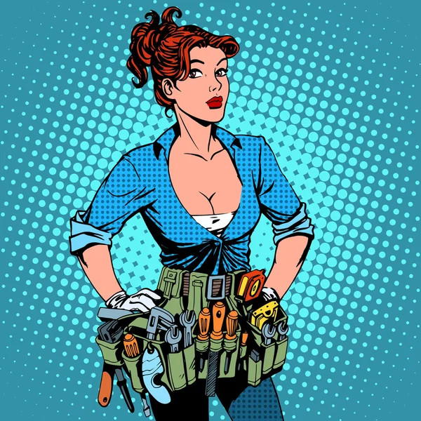 Mujer reparador de trabajo electricista — Vector de stock