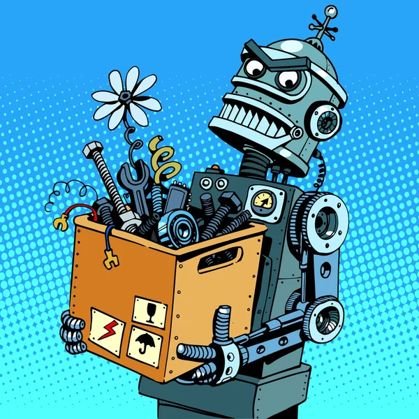 Robot malvado viene a trabajar — Vector de stock