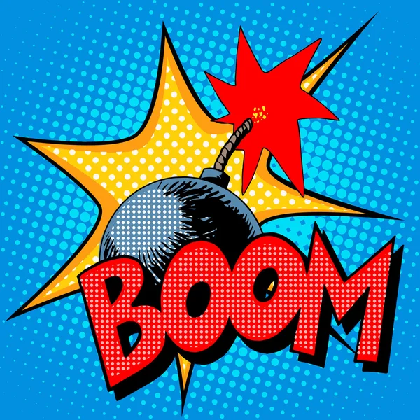 Boom bomba robbanás képregény stílus — Stock Vector