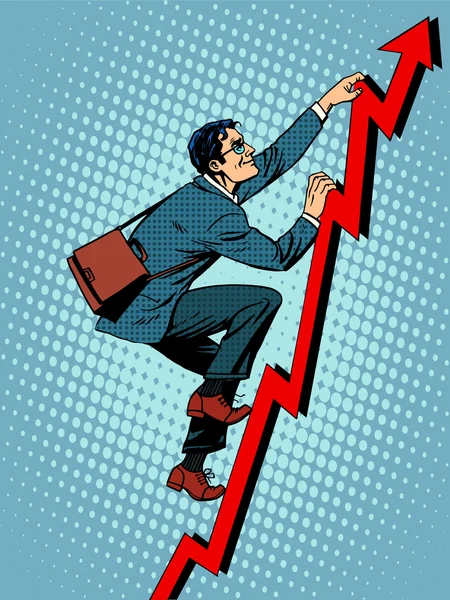Empresário escalador está subindo de acordo com o cronograma de — Vetor de Stock