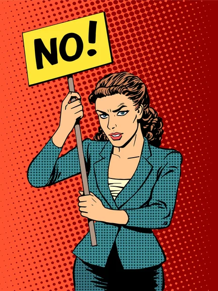 Политический протест деловых женщин с плакатом "нет" — стоковый вектор