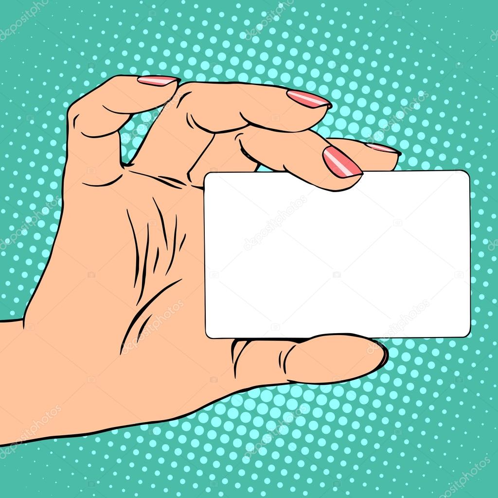 Business or credit card in female hand