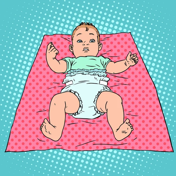Surprised baby in diaper Stock Vector