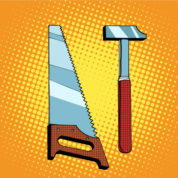 Tools saw hammer — Stock Vector