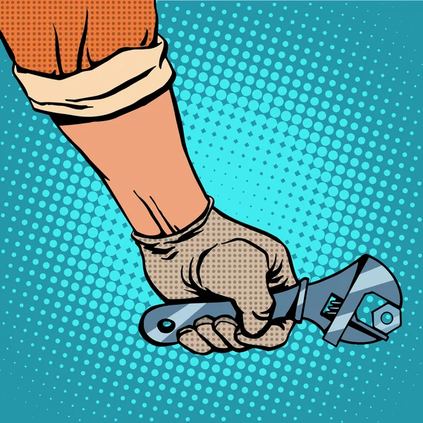 Hand and working the wrench — Stock Vector