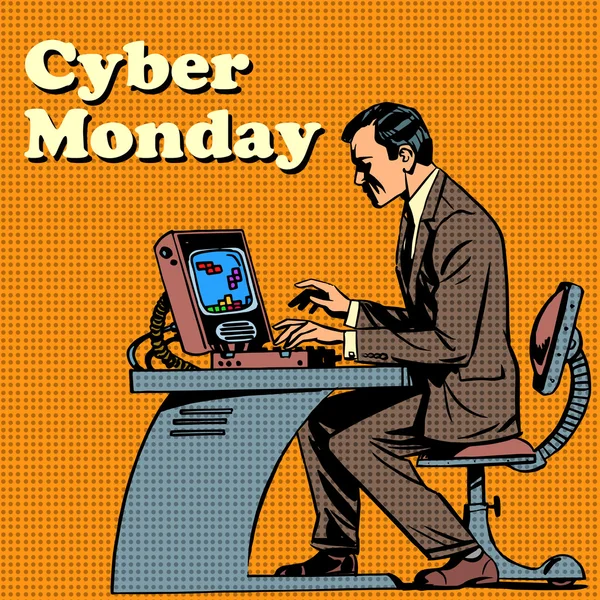 Кібер понеділок комп'ютер і людини — стоковий вектор