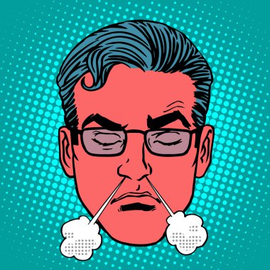 Retro Emoji öfke öfke duyguları erkek yüz