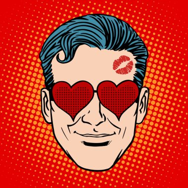 Retro Emoji aşık adam yüz