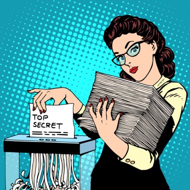 Paper shredder top secret document destroys the Secretary