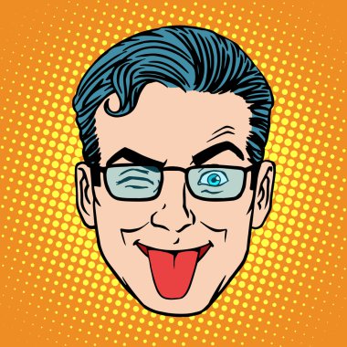 Maymun adam yüz alay retro Emoji dil