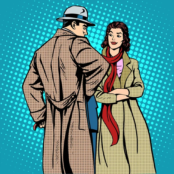 Pareja hombre y mujer otoño invierno ropa — Vector de stock