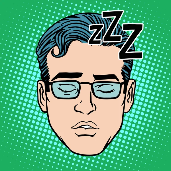 Rétro Emoji dormir visage masculin — Image vectorielle