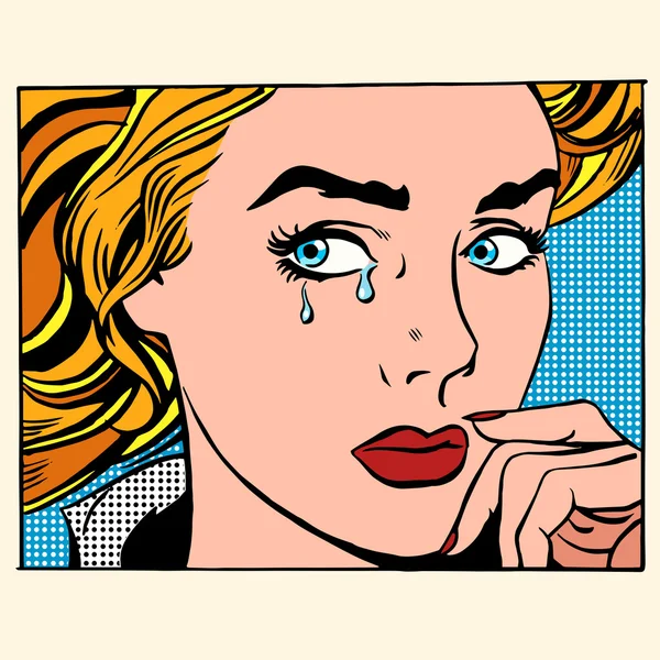Girl crying woman face — Stock Vector