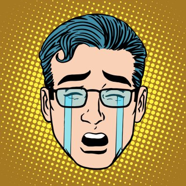 Emoji ağlayan üzüntü adam yüz simgesi simgesi