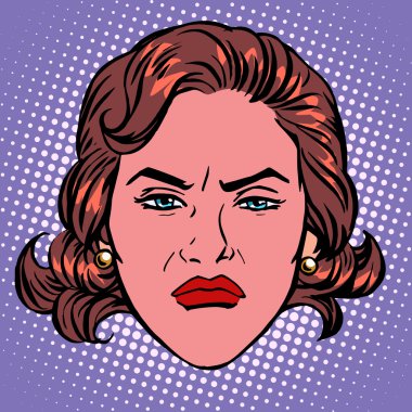 Retro Emoji wicked contempt woman face clipart
