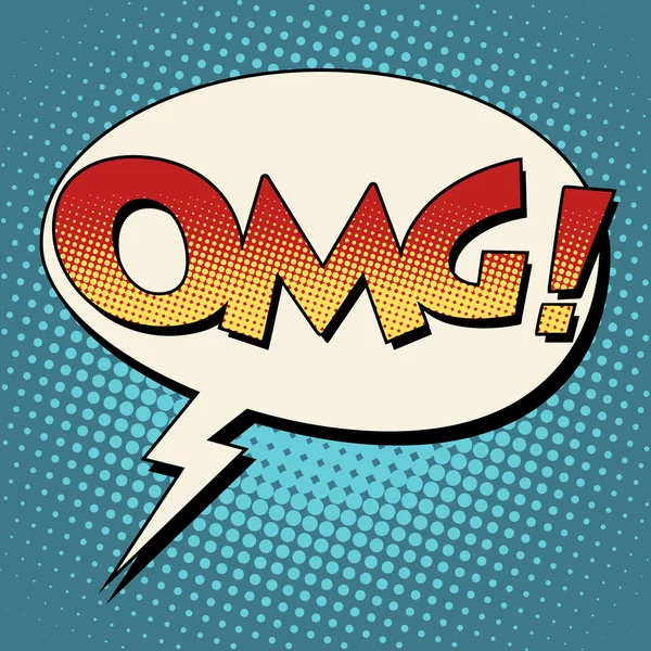 OMG surprise comic bubble retro text — Stock Vector