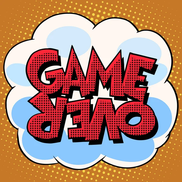 Game over comic bubble retro text — Stock Vector