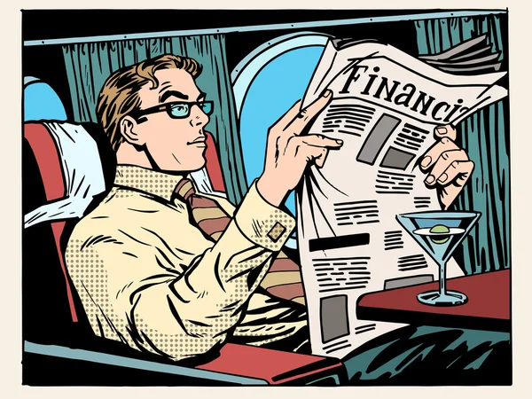 Бизнесмен бизнес-класса читает прессу — стоковый вектор