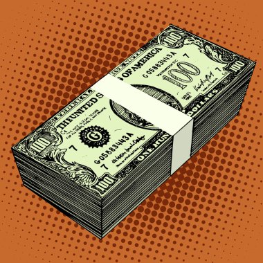 yüz dolarlık banknotlar demeti