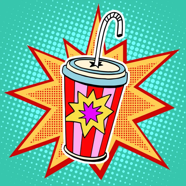 Cola paper cup straw fast food — Stock Vector