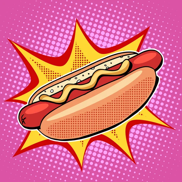 Hot Dog Fast Food Vektor Pop Art Stil — Stockvektor