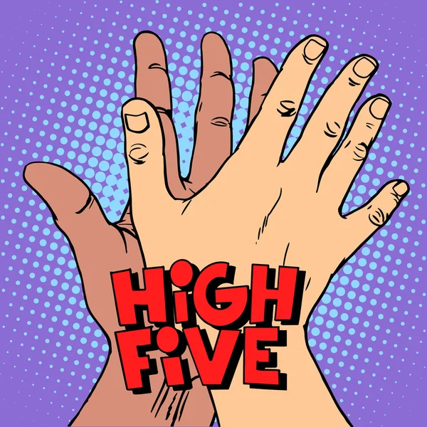 High Five Gruß weiße schwarze Hand — Stockvektor