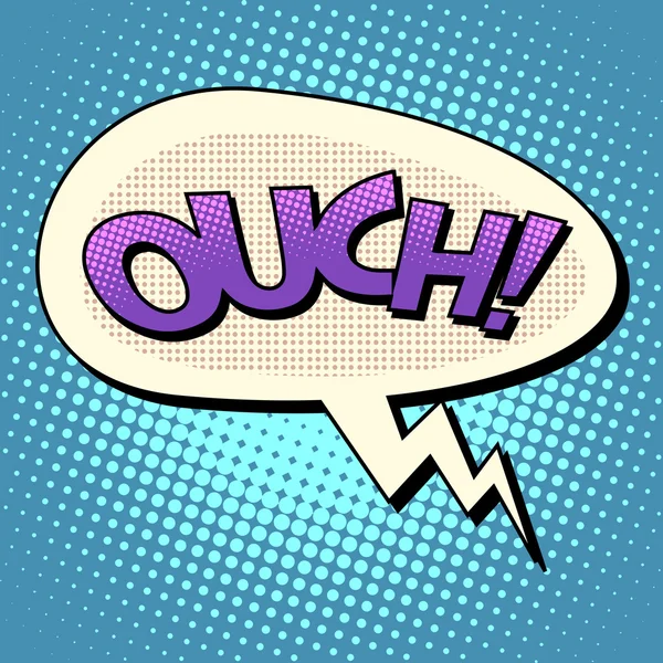 Ouch cómic burbuja texto — Vector de stock