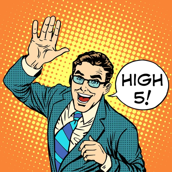High Five freudiger Geschäftsmann — Stockvektor