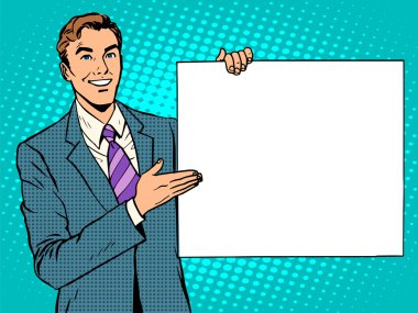 businessman advertising announcement your brand here