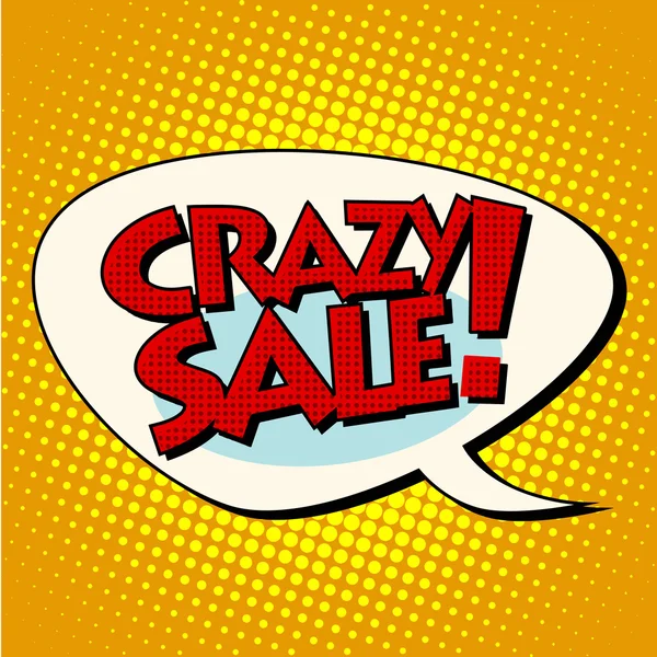 Crazy sale comic bubble lettering — Stock Vector