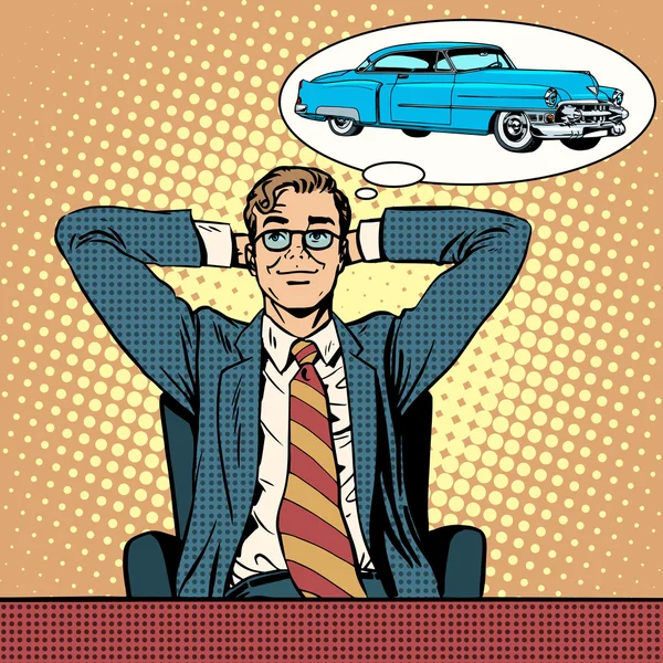 Businessman dreaming about a car — Stock Vector