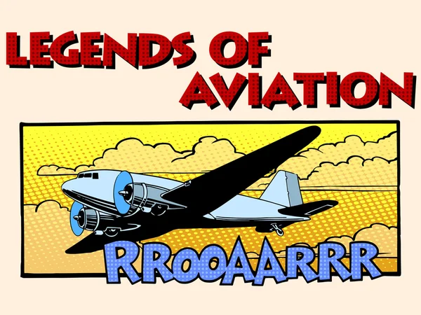 Legender av luftfarten abstrakt retro flygplan — Stock vektor
