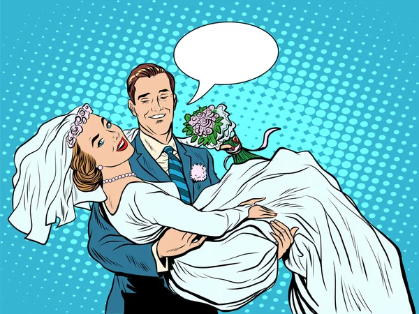 Bruiloft paar bruid bruidegom liefde aan kant — Stockvector