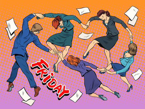 Танець в офісі П'ятниця свято радість бізнес — стоковий вектор