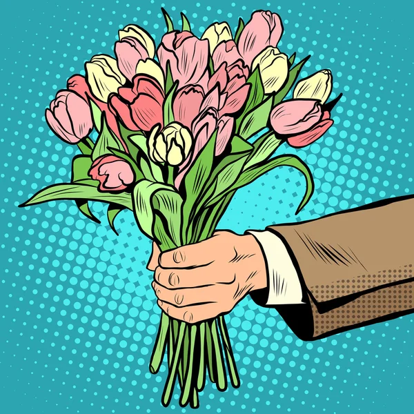 Ramo tulipanes flores regalo — Vector de stock