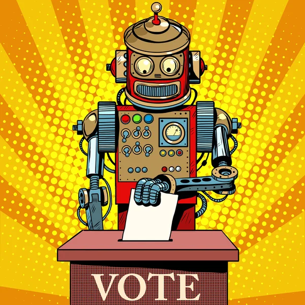 Robot seçmen oy seçim günü — Stok Vektör