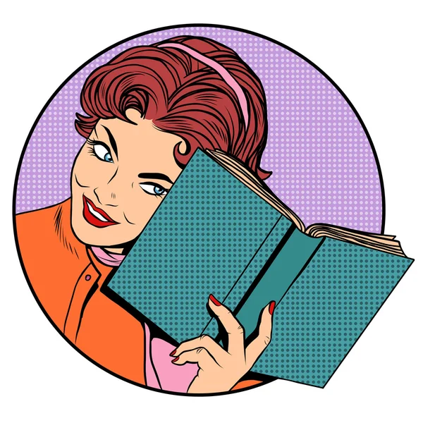 Mulher com um livro — Vetor de Stock