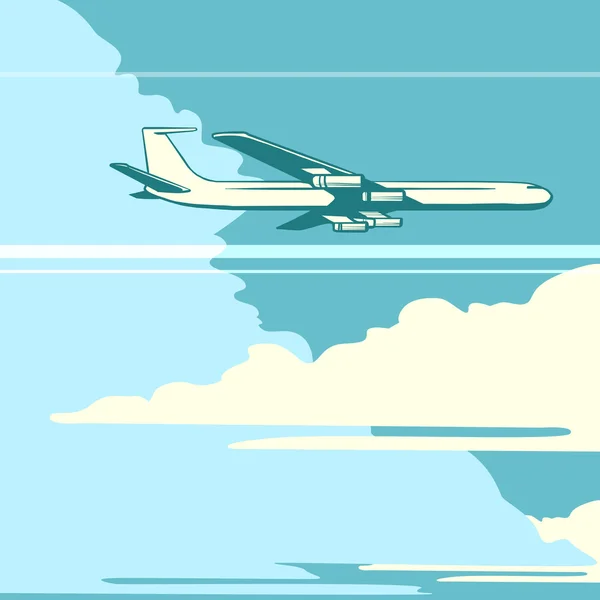 Avión retro en el cielo — Vector de stock