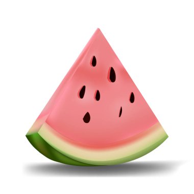 Karpuz dilimi, yaz meyvesi, vektör simgesi, beyaz arkaplanda